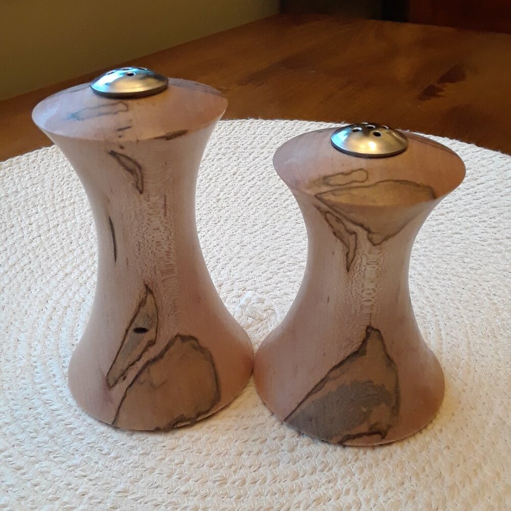 Spalted Maple Turned Wood Salt & Pepper Shakers - Picture 12 of 12